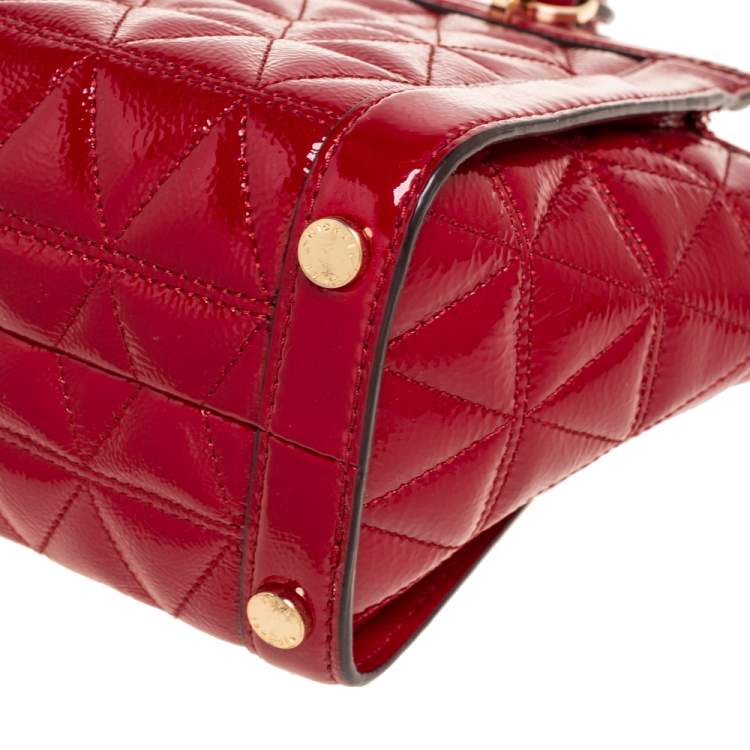 Pre Owned MICHAEL Michael Kors Red Patent Leather Vivianne Satchel