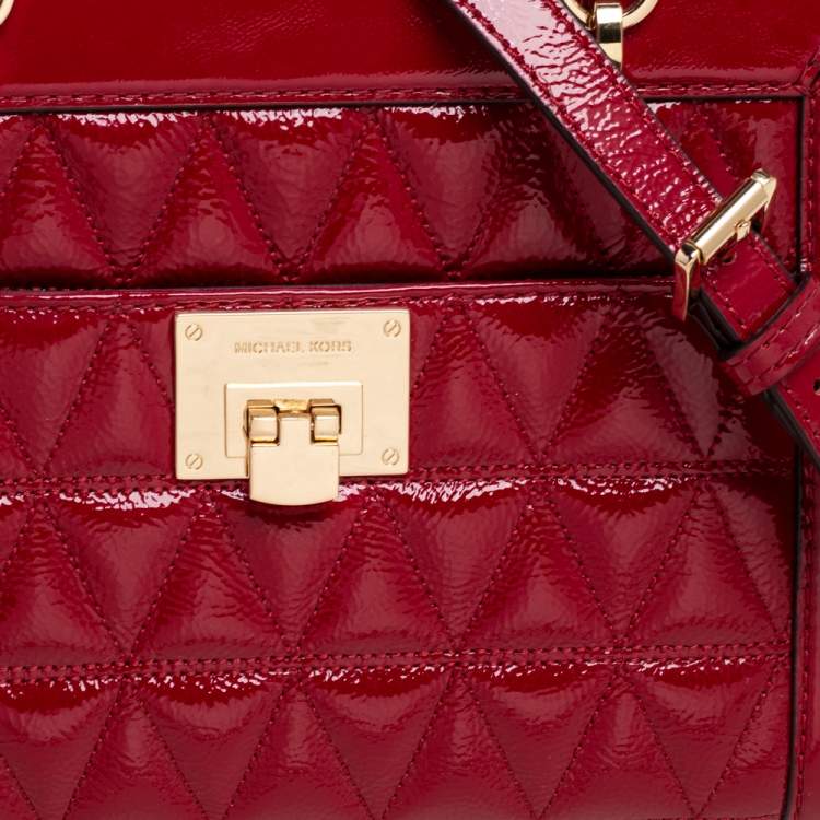 Pre Owned MICHAEL Michael Kors Red Patent Leather Vivianne Satchel