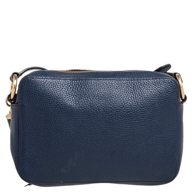 Pre Owned Michael Kors Blue Leather Jet Set Studded Shoulder Bag