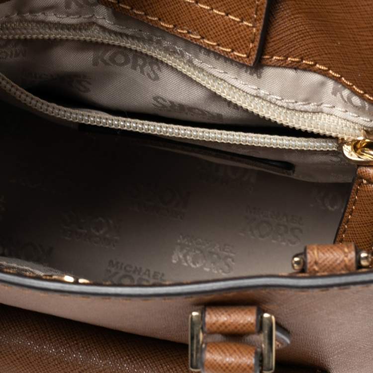 Pre Owned Michael Kors Brown Saffiano Leather Small Bridgette Tote