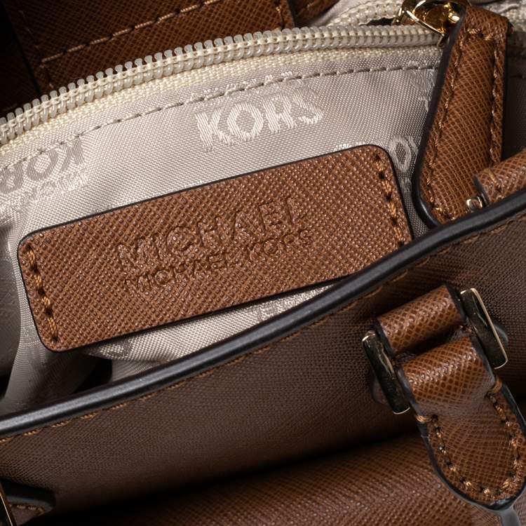 Pre Owned Michael Kors Brown Saffiano Leather Small Bridgette Tote