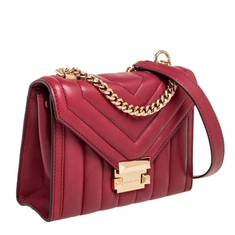 Pre Owned Michael Kors Burgundy Leather Small Whitney Shoulder Bag