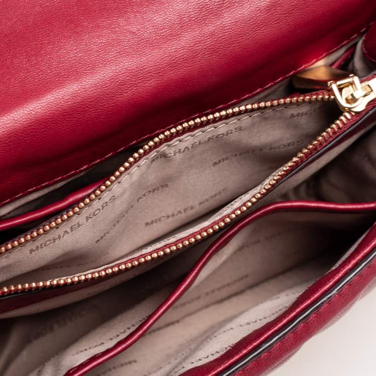 Pre Owned Michael Kors Burgundy Leather Small Whitney Shoulder Bag