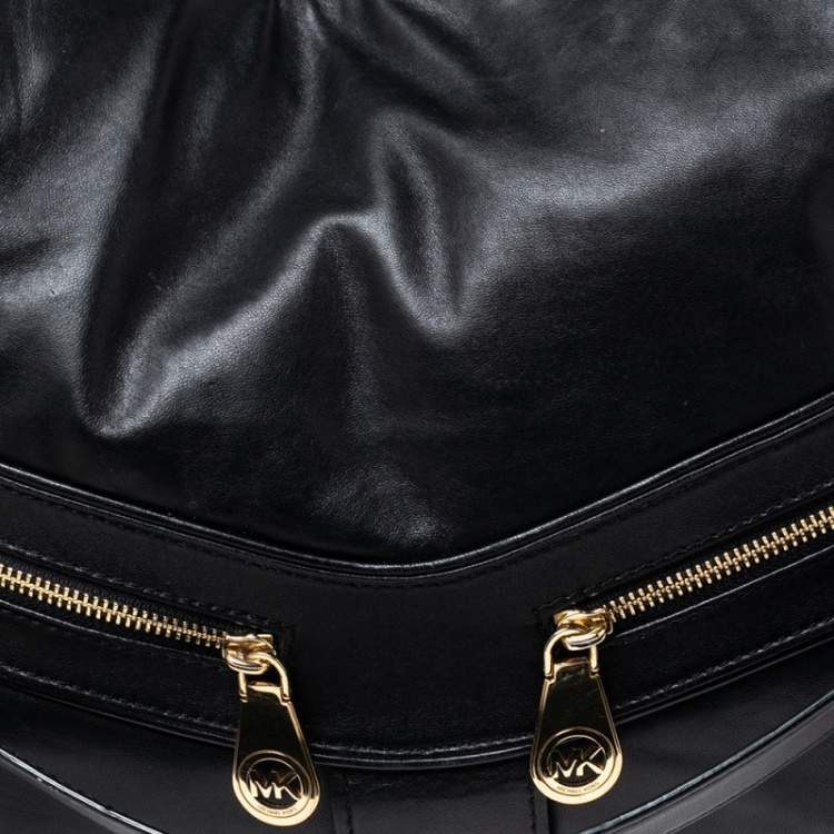 مملوكة مسبقًا MICHAEL Michael Kors Black Leather Double Zip Pocket Hobo