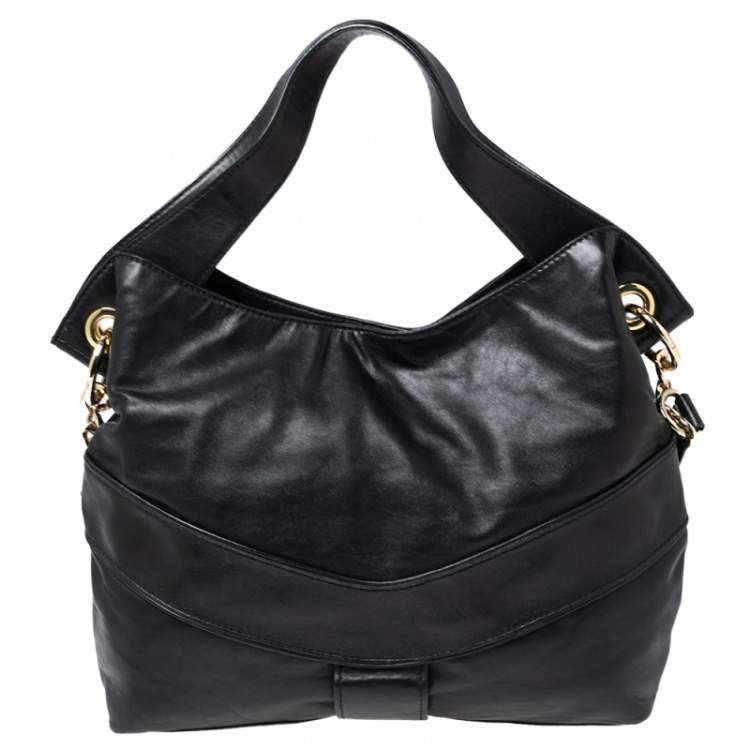 مملوكة مسبقًا MICHAEL Michael Kors Black Leather Double Zip Pocket Hobo