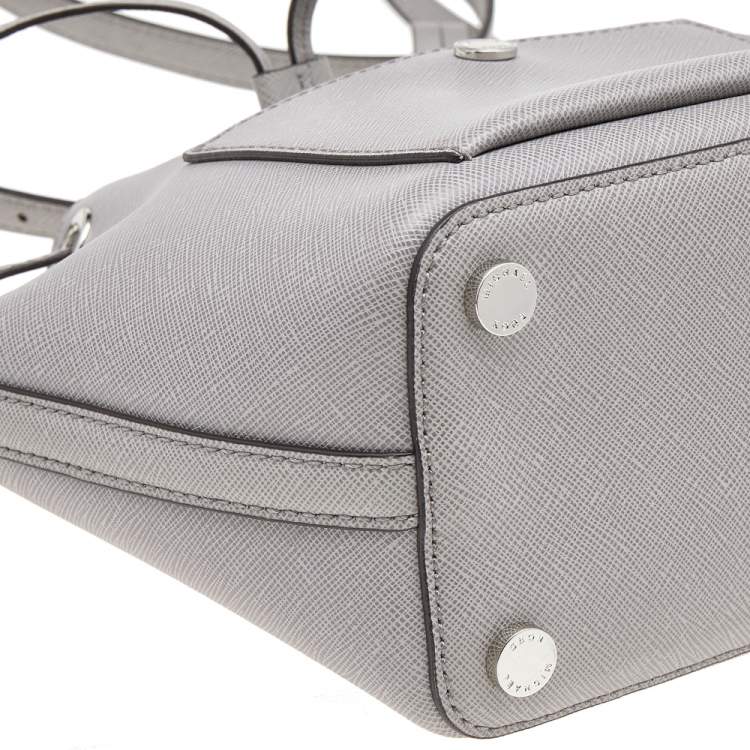Pre Owned Michael Kors Grey Saffiano Leather Drawstring Shoulder Bag