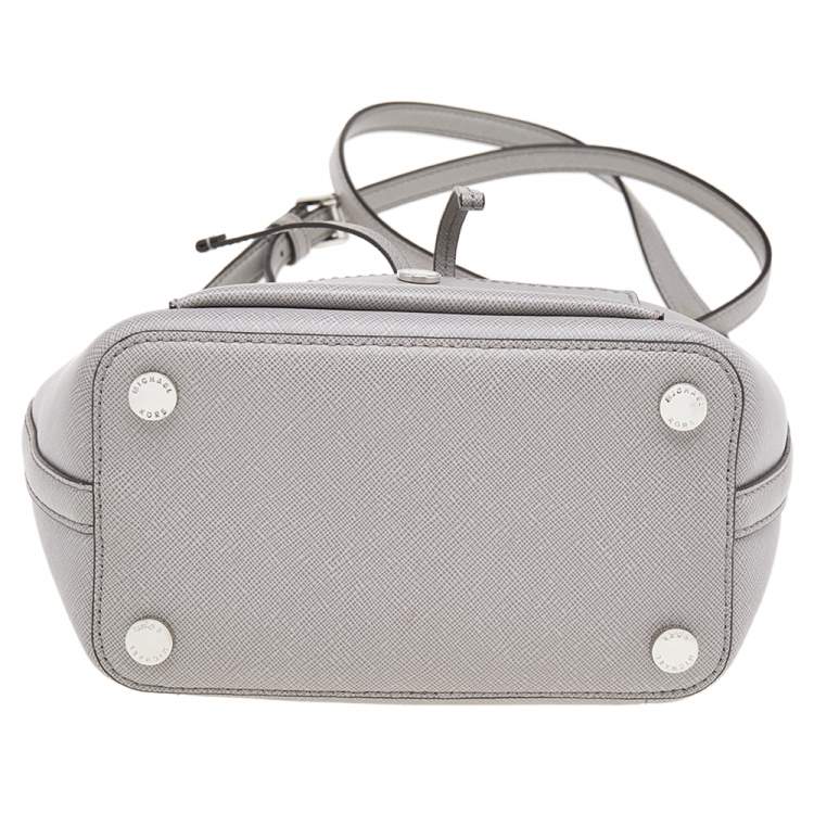 Pre Owned Michael Kors Grey Saffiano Leather Drawstring Shoulder Bag