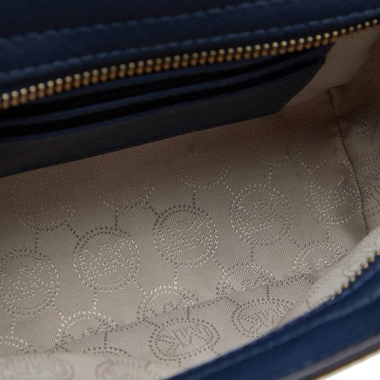 Pre Owned Michael Kors Navy Blue Leather Mini Selma Crossbody Bag