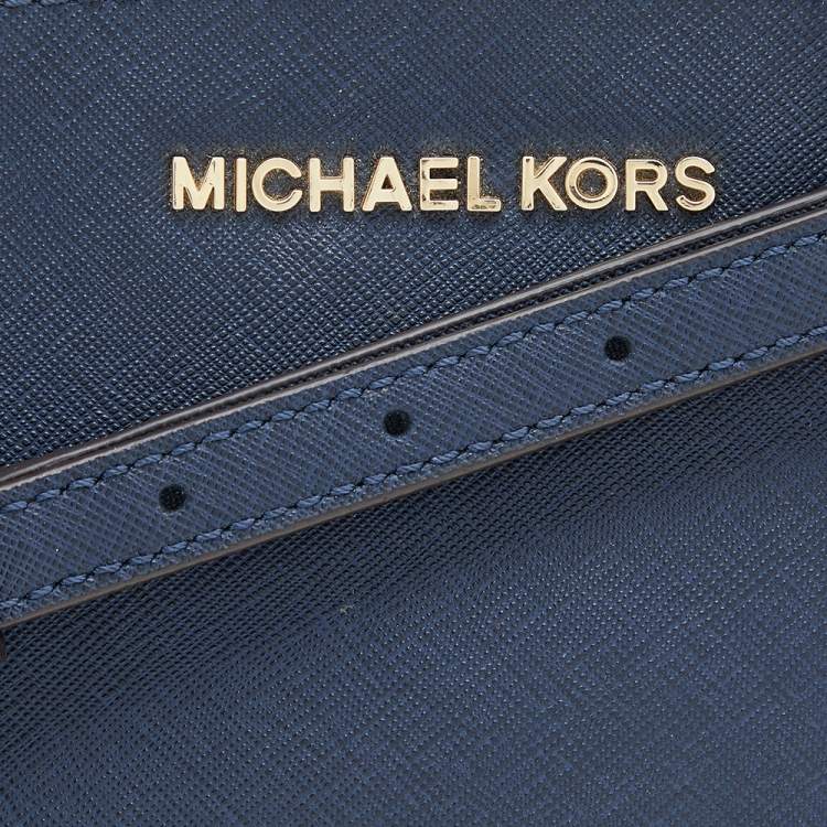 Pre Owned Michael Kors Navy Blue Leather Mini Selma Crossbody Bag
