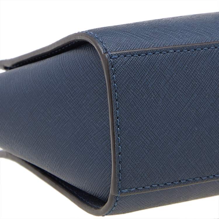 Pre Owned Michael Kors Navy Blue Leather Mini Selma Crossbody Bag