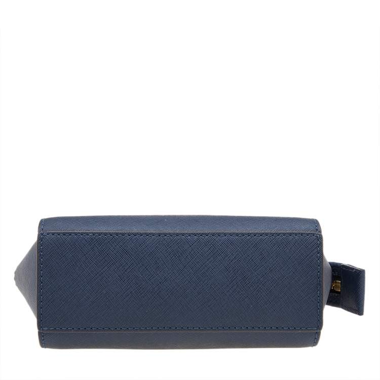 Pre Owned Michael Kors Navy Blue Leather Mini Selma Crossbody Bag