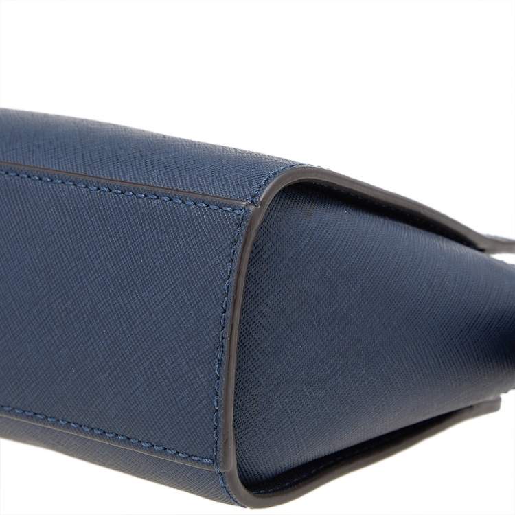 Pre Owned Michael Kors Navy Blue Leather Mini Selma Crossbody Bag