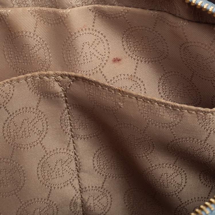 Pre Owned Michael Kors Blue Leather Jet Set Camera Crossbody Bag