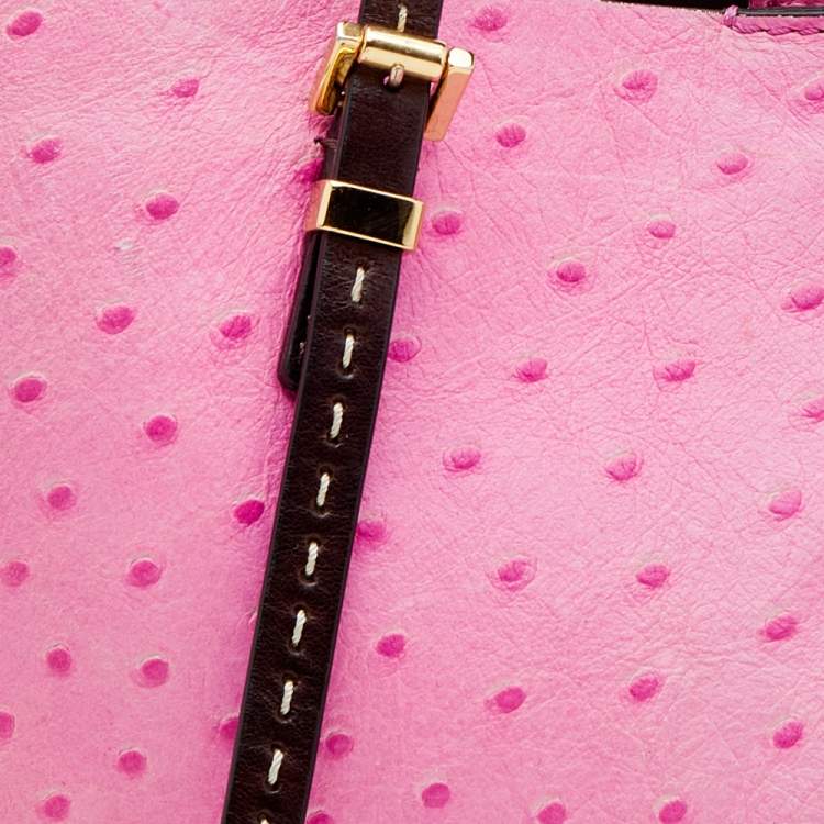 Pre Owned Michael Kors Pink Ostrich Embossed Leather Gia Tote