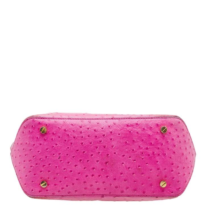 Pre Owned Michael Kors Pink Ostrich Embossed Leather Gia Tote