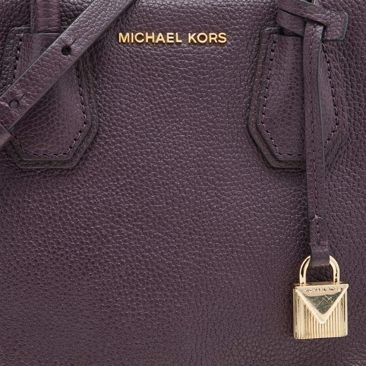 Pre Owned Michael Kors Purple Leather Mini Mercer Tote