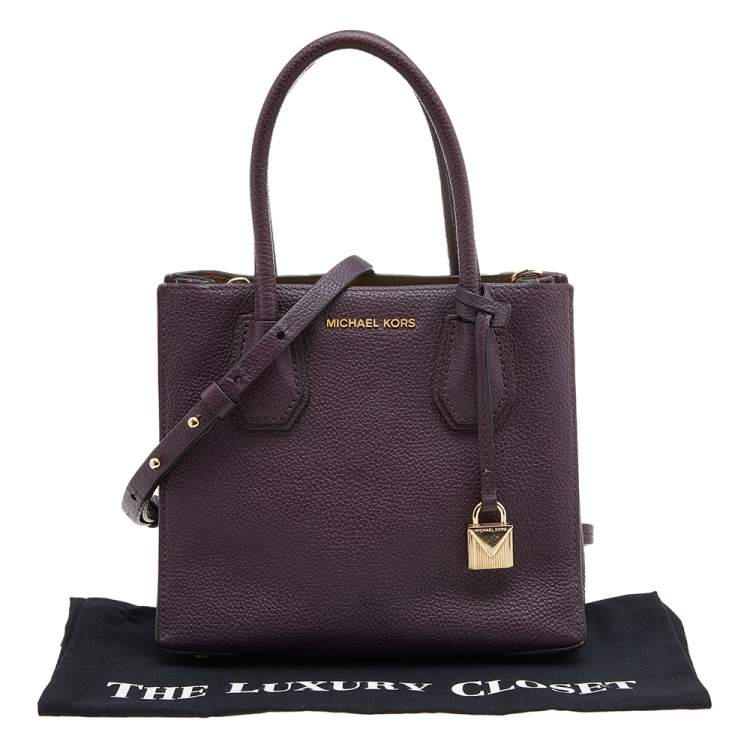 Pre Owned Michael Kors Purple Leather Mini Mercer Tote