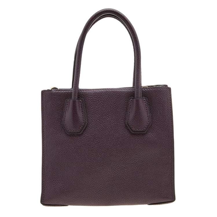 Pre Owned Michael Kors Purple Leather Mini Mercer Tote