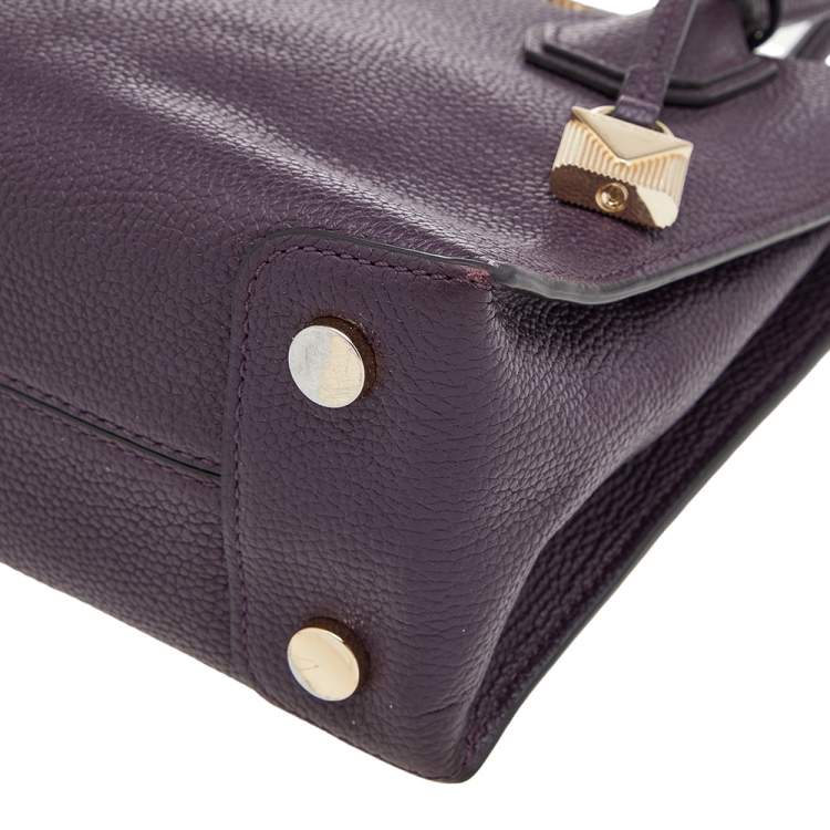 Pre Owned Michael Kors Purple Leather Mini Mercer Tote