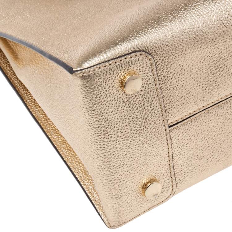 Pre Owned Michael Kors Metallic Gold Leather Medium Mercer Tote