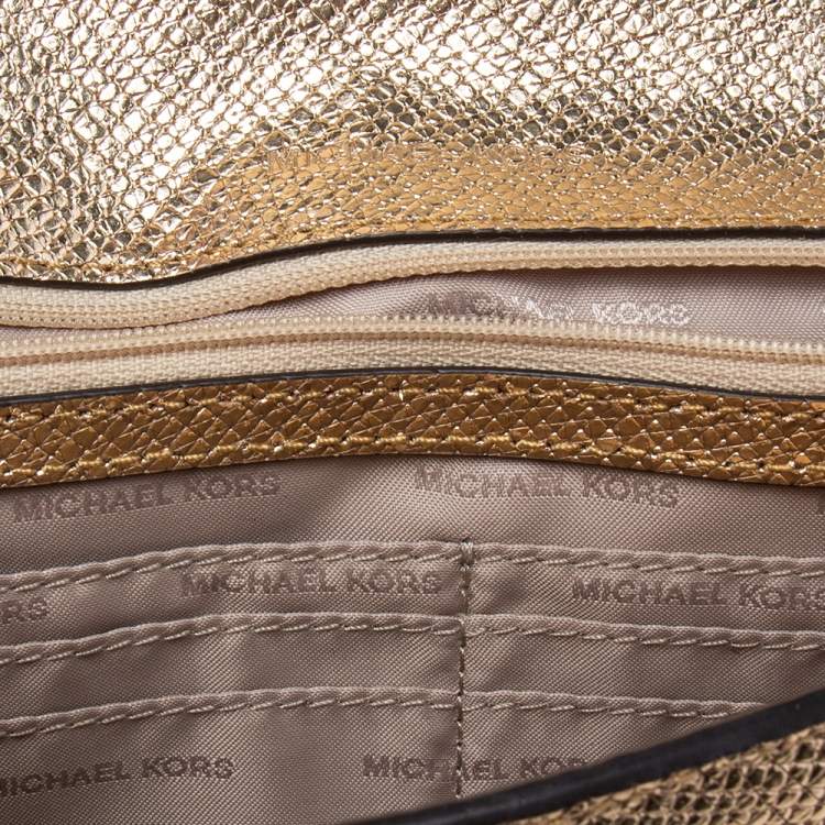 Pre Owned Michael Kors Metallic Gold Leather Mott Chain Clutch