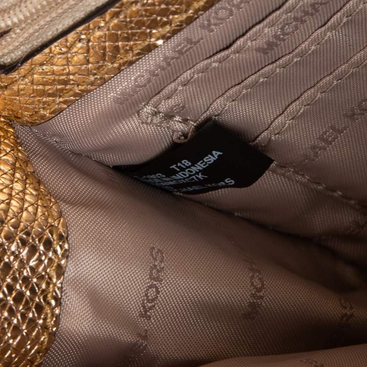 Pre Owned Michael Kors Metallic Gold Leather Mott Chain Clutch