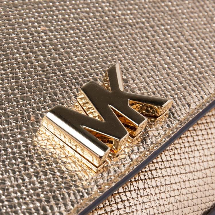 Pre Owned Michael Kors Metallic Gold Leather Mott Chain Clutch