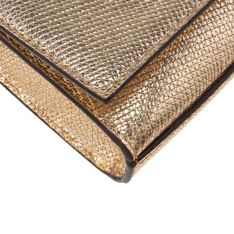 Pre Owned Michael Kors Metallic Gold Leather Mott Chain Clutch