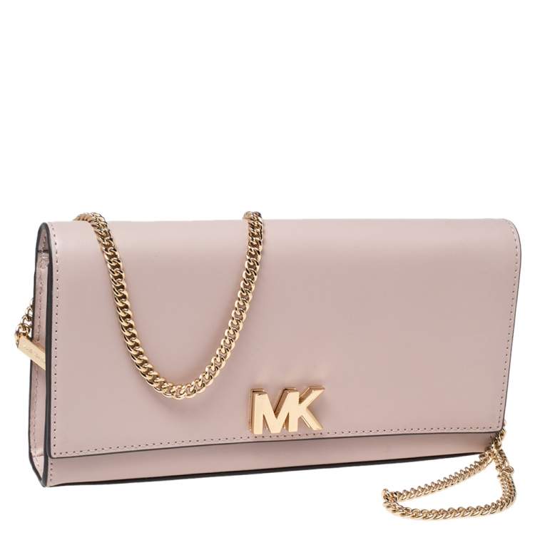 Pre Owned Michael Kors Blush Pink Leather Mott Chain Clutch
