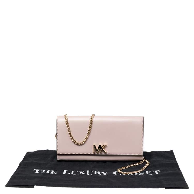 Pre Owned Michael Kors Blush Pink Leather Mott Chain Clutch