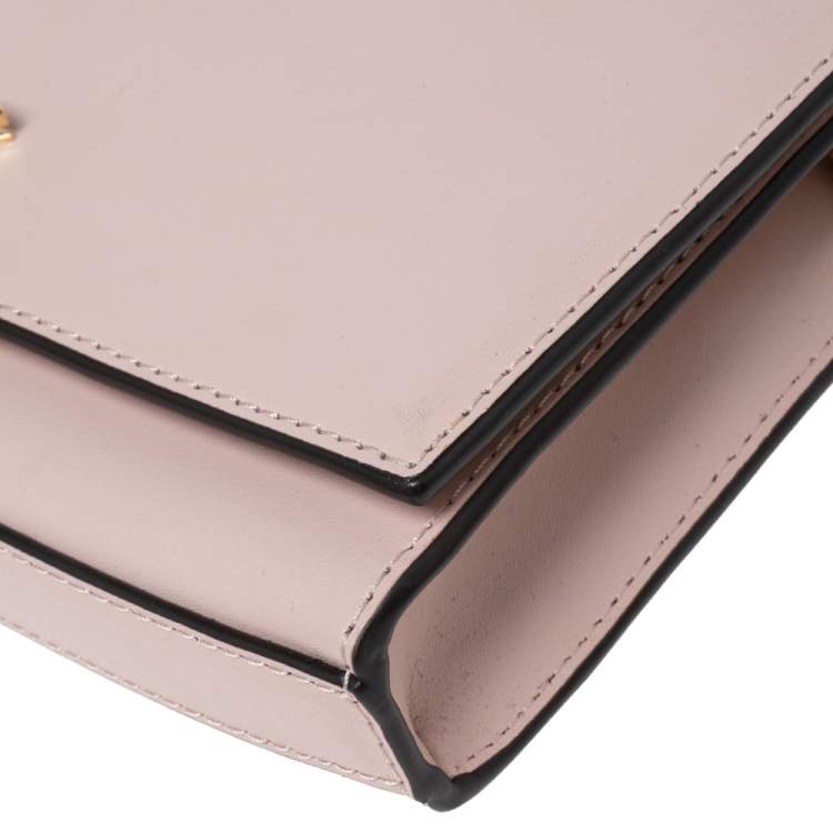 Pre Owned Michael Kors Blush Pink Leather Mott Chain Clutch