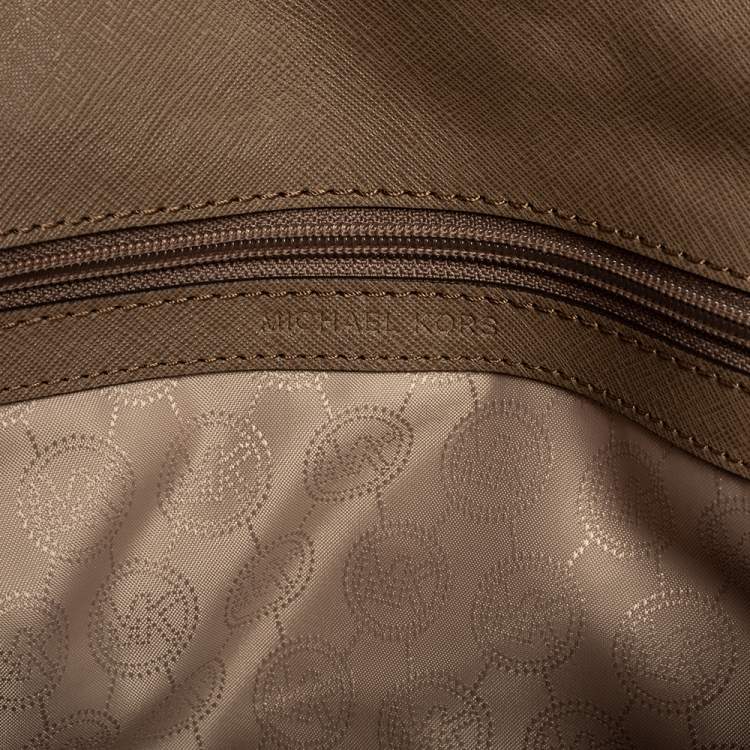 Pre Owned Michael Kors Dark Beige Saffiano Leather Small Ava Top Handle Bag