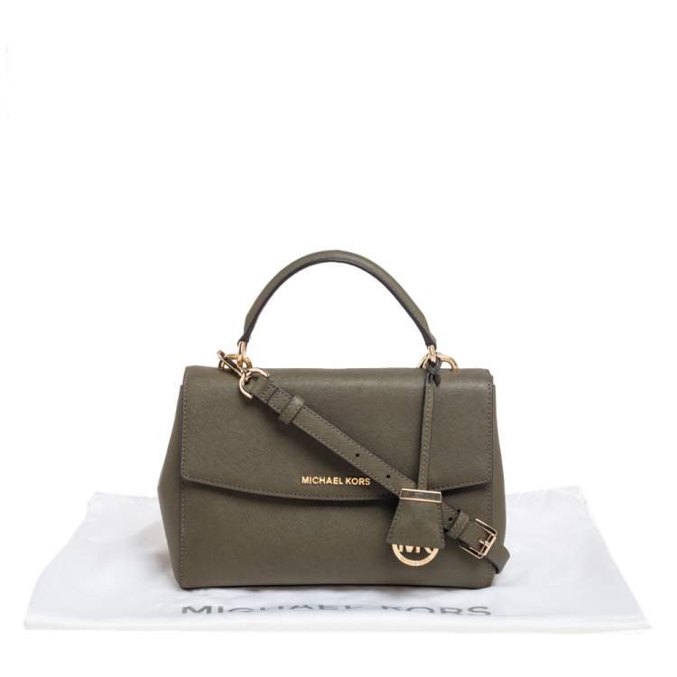 Pre Owned Michael Kors Olive Green Saffiano Leather Small Ava Top Handle Bag