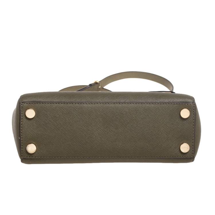 Pre Owned Michael Kors Olive Green Saffiano Leather Small Ava Top Handle Bag