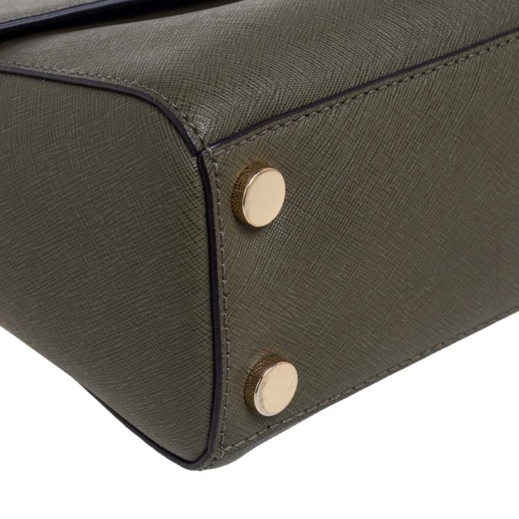Pre Owned Michael Kors Olive Green Saffiano Leather Small Ava Top Handle Bag