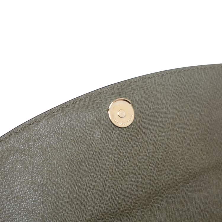 Pre Owned Michael Kors Olive Green Saffiano Leather Small Ava Top Handle Bag