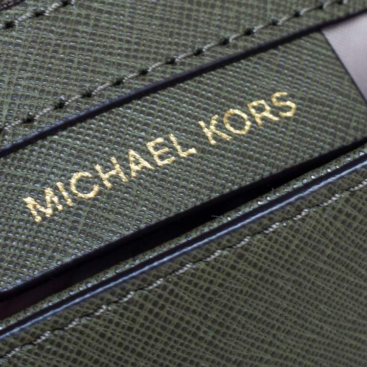 Pre Owned Michael Kors Olive Green Saffiano Leather Small Ava Top Handle Bag