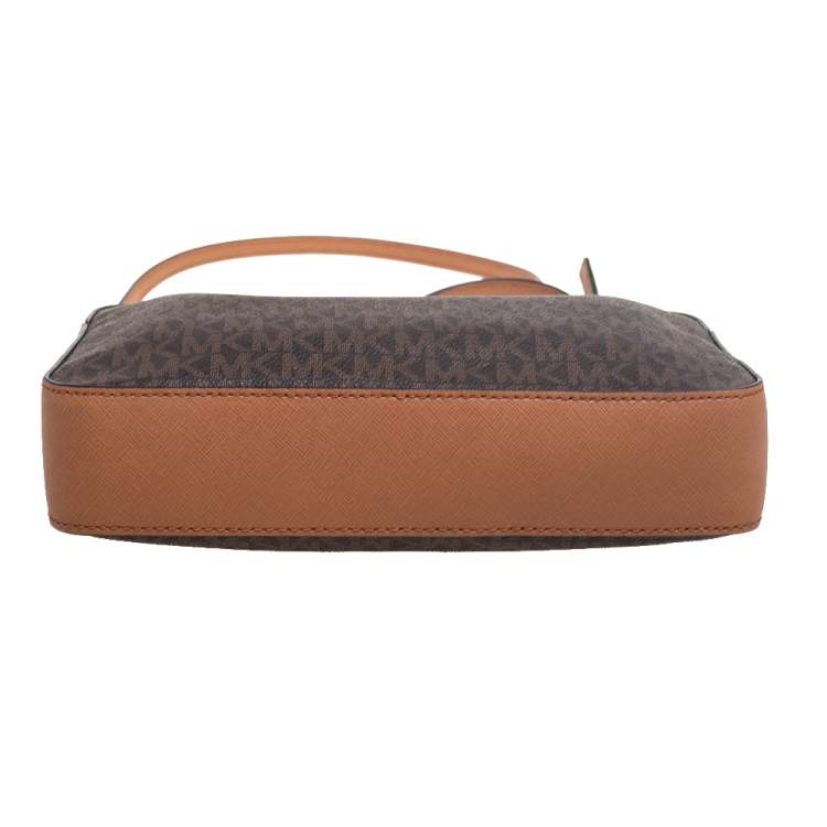 مملوكة مسبقًا Michael Kors Brown Leather And Coated Canvas Ginny Monogram Shoulder Bag