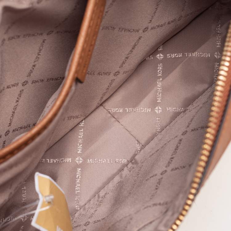 مملوكة مسبقًا Michael Kors Brown Leather And Coated Canvas Ginny Monogram Shoulder Bag