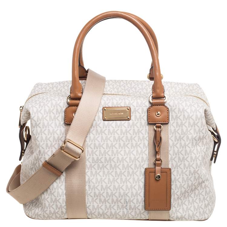 Luxury Duffel Bag Coated Canvas White Colorz