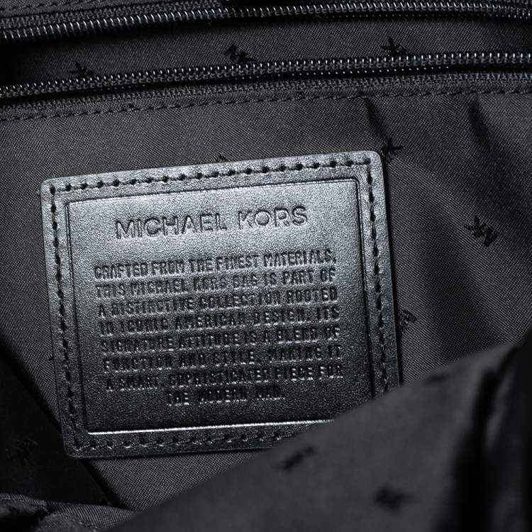 Pre Owned Michael Kors Black/Silver Camouflage Nylon and Leather Kent Backpack