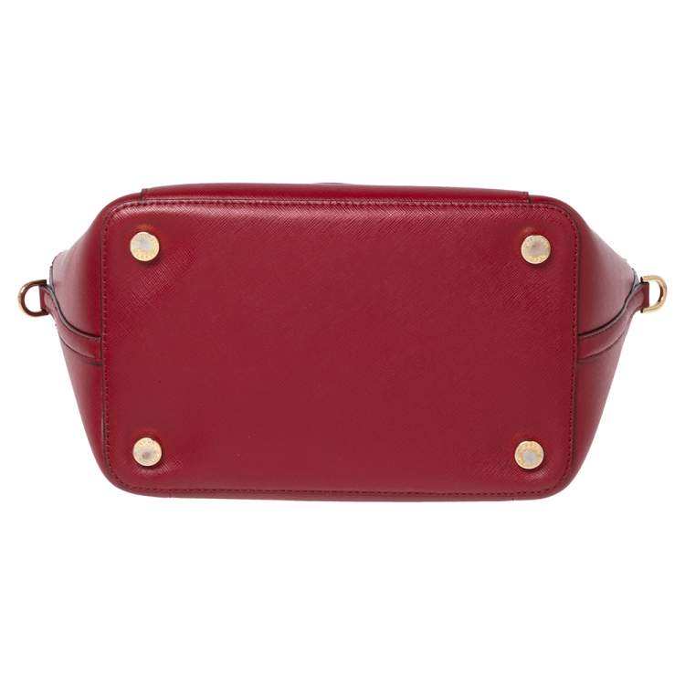 Pre Owned Michael Kors Red Leather Greenwich Shopper Tote