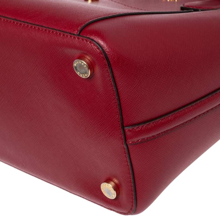 Pre Owned Michael Kors Red Leather Greenwich Shopper Tote