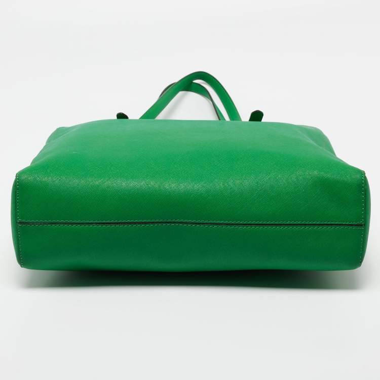 Pre Owned Michael Kors Green Leather Large Jet Set Travel Tote