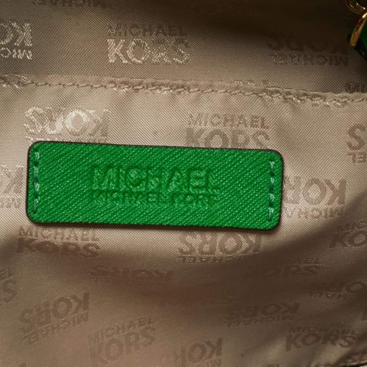 Pre Owned Michael Kors Green Leather Large Jet Set Travel Tote