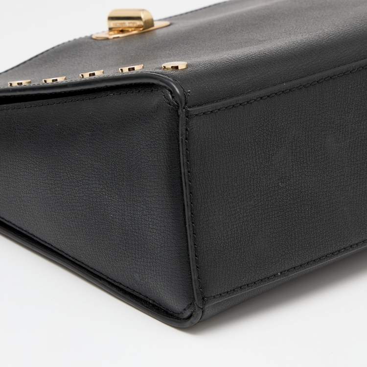 Pre Owned Michael Kors Black Leather Studded Sylvie Shoulder Bag