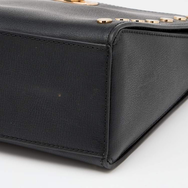 Pre Owned Michael Kors Black Leather Studded Sylvie Shoulder Bag