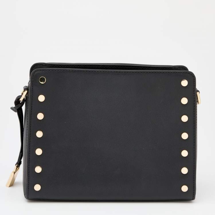 Pre Owned Michael Kors Black Leather Studded Sylvie Shoulder Bag