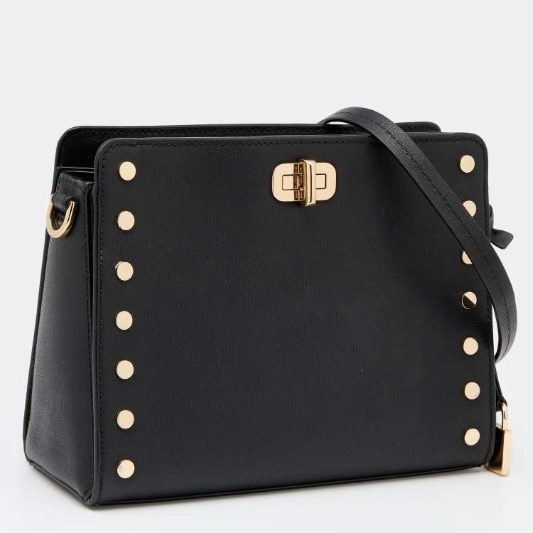 Pre Owned Michael Kors Black Leather Studded Sylvie Shoulder Bag