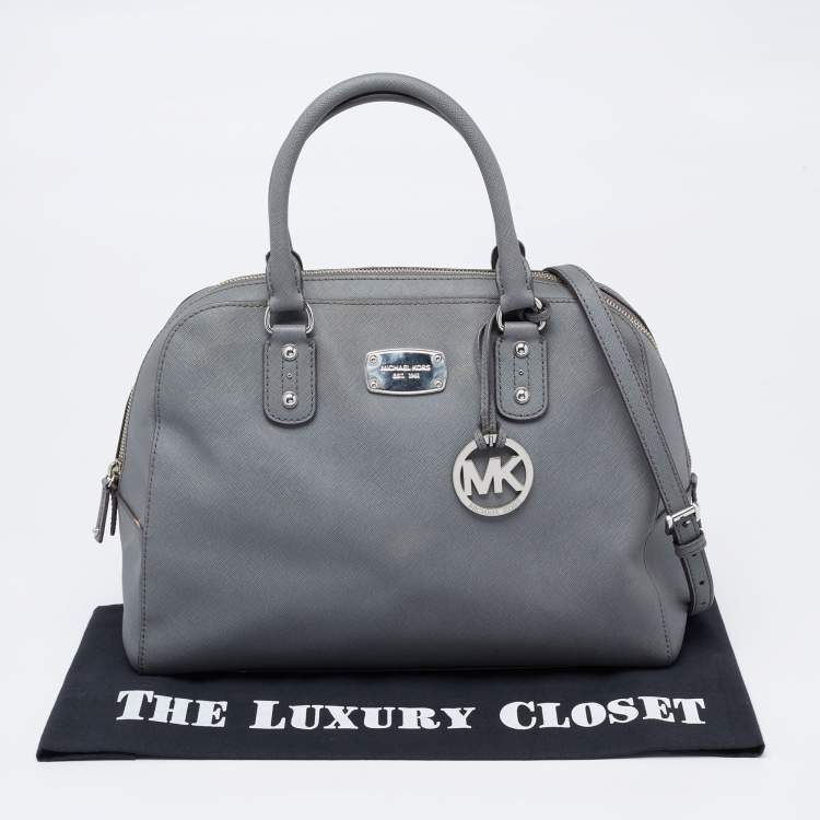 Pre Owned MICHAEL Michael Kors Grey Leather Dome Satchel